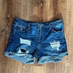 Maurices Blue Distressed Jean Shorts